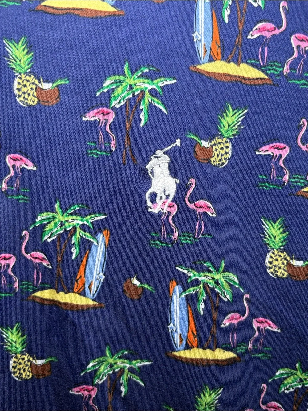 Polo Ralph Lauren Tropical Print Polo Shirt Flamingo Palm Tree Island Golf